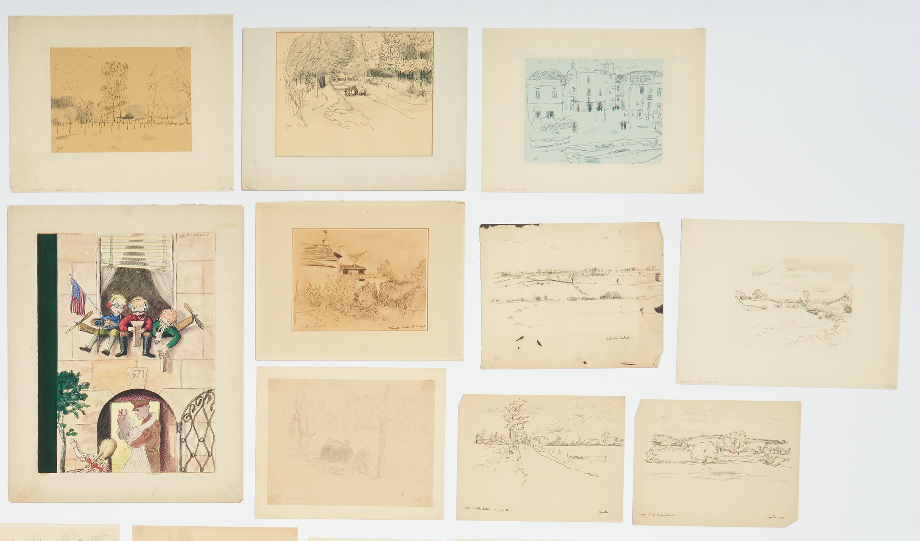Lot 540: 38 Garth Williams Works on Paper, incl. New Yorker WWII