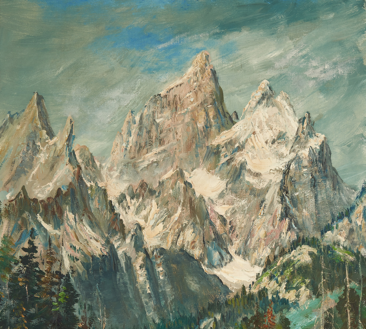 Lot 547: Archie B. Teater O/C, Cathedral Group of the Grand Tetons
