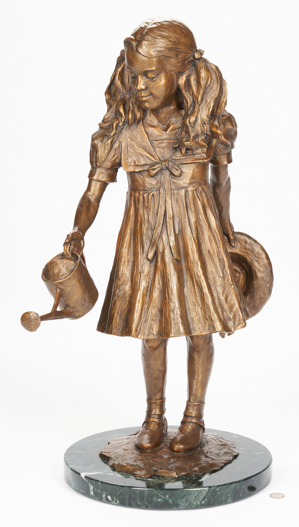 Lot 556: Gary Price Bronze Sculpture, Girl w/ Watering Can