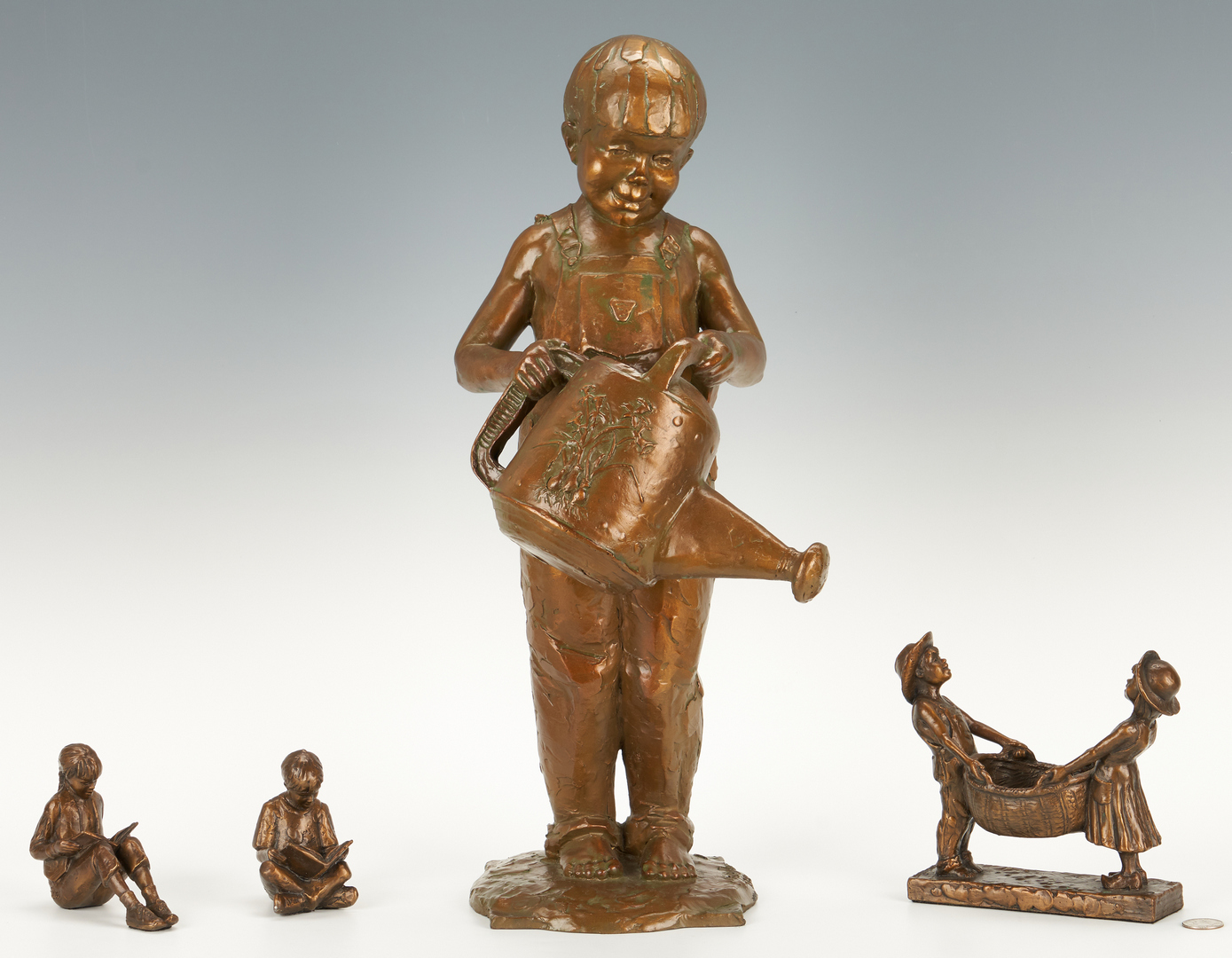 Lot 557: 4 Gary Price Bronze Sculptures of Children