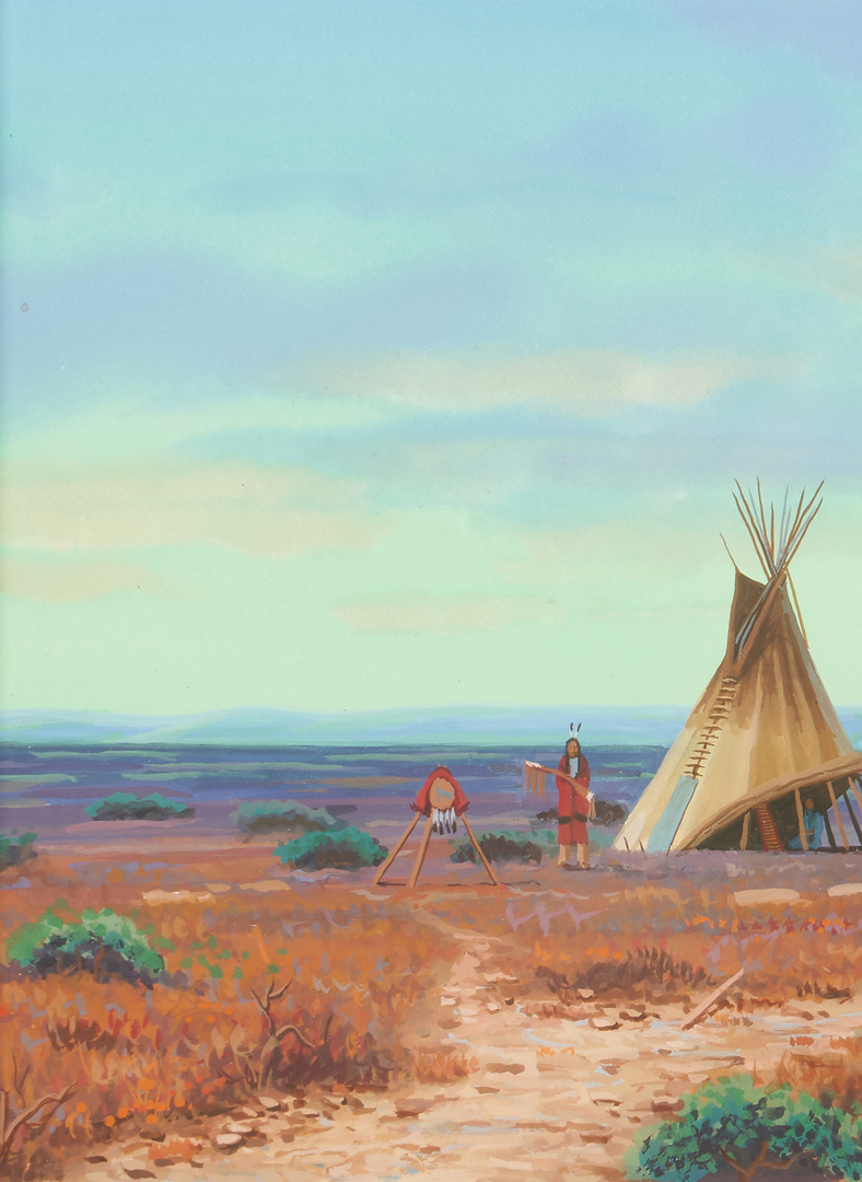 Lot 565: Two (2) Paul Surber Gouache Native American Paintings