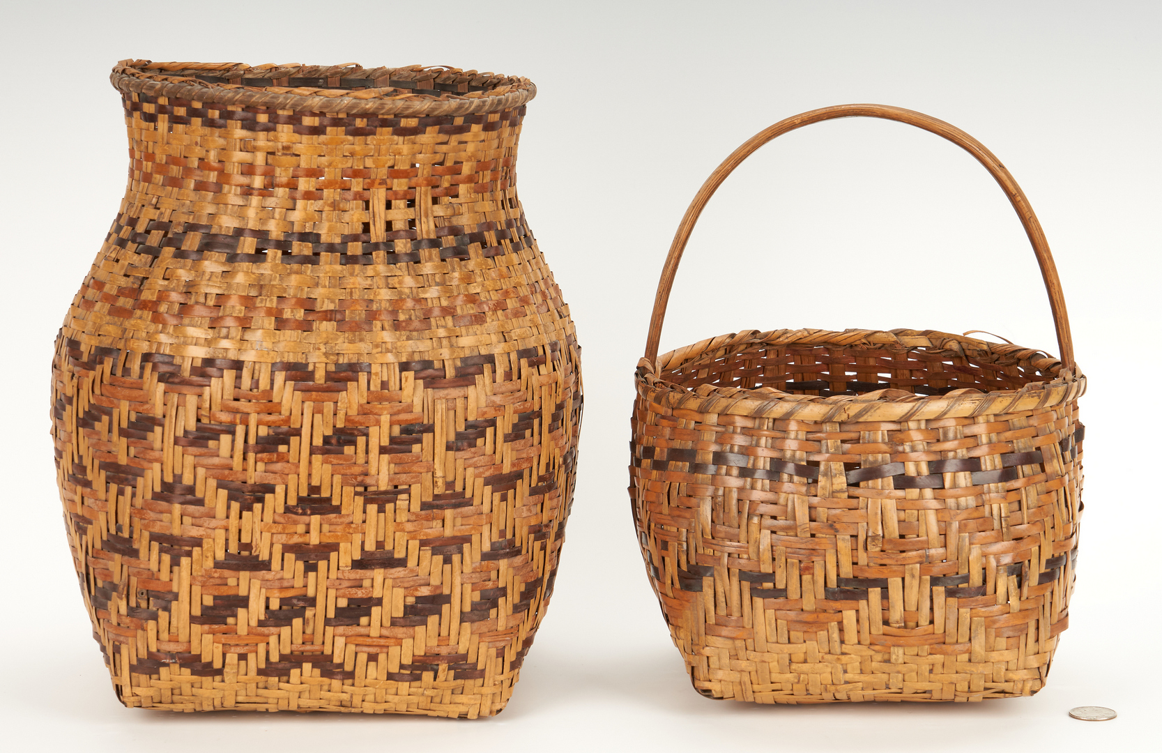 Lot 571: Pair Native American Cherokee Rivercane Baskets