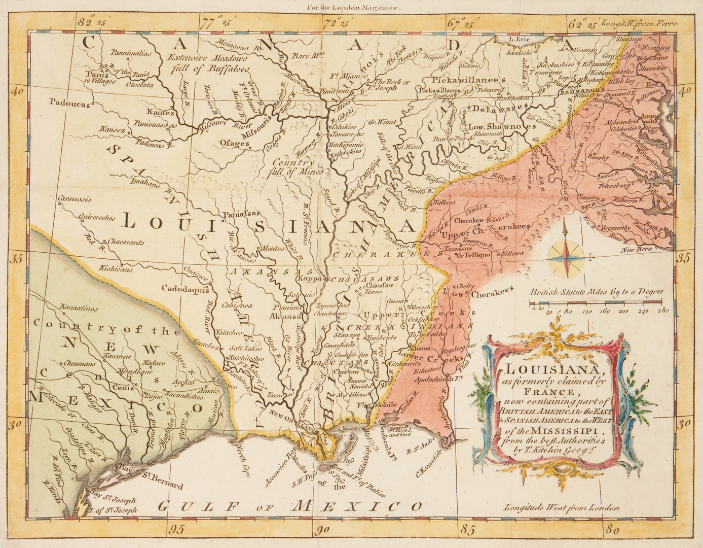 Lot 582: T. Kitchin Louisiana Map, 1765