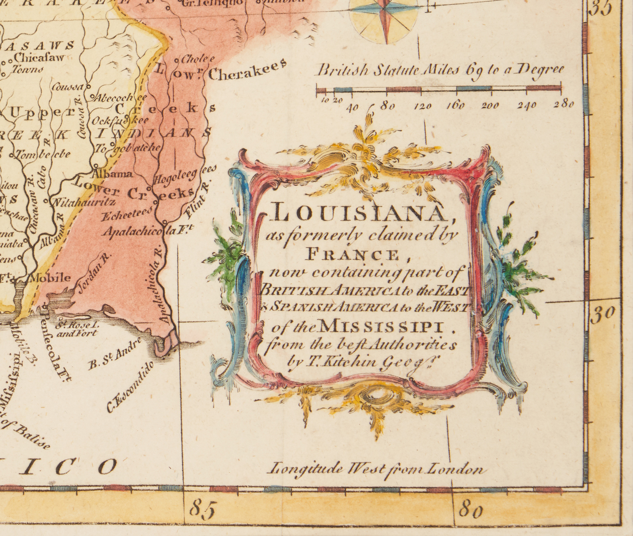 Lot 582: T. Kitchin Louisiana Map, 1765