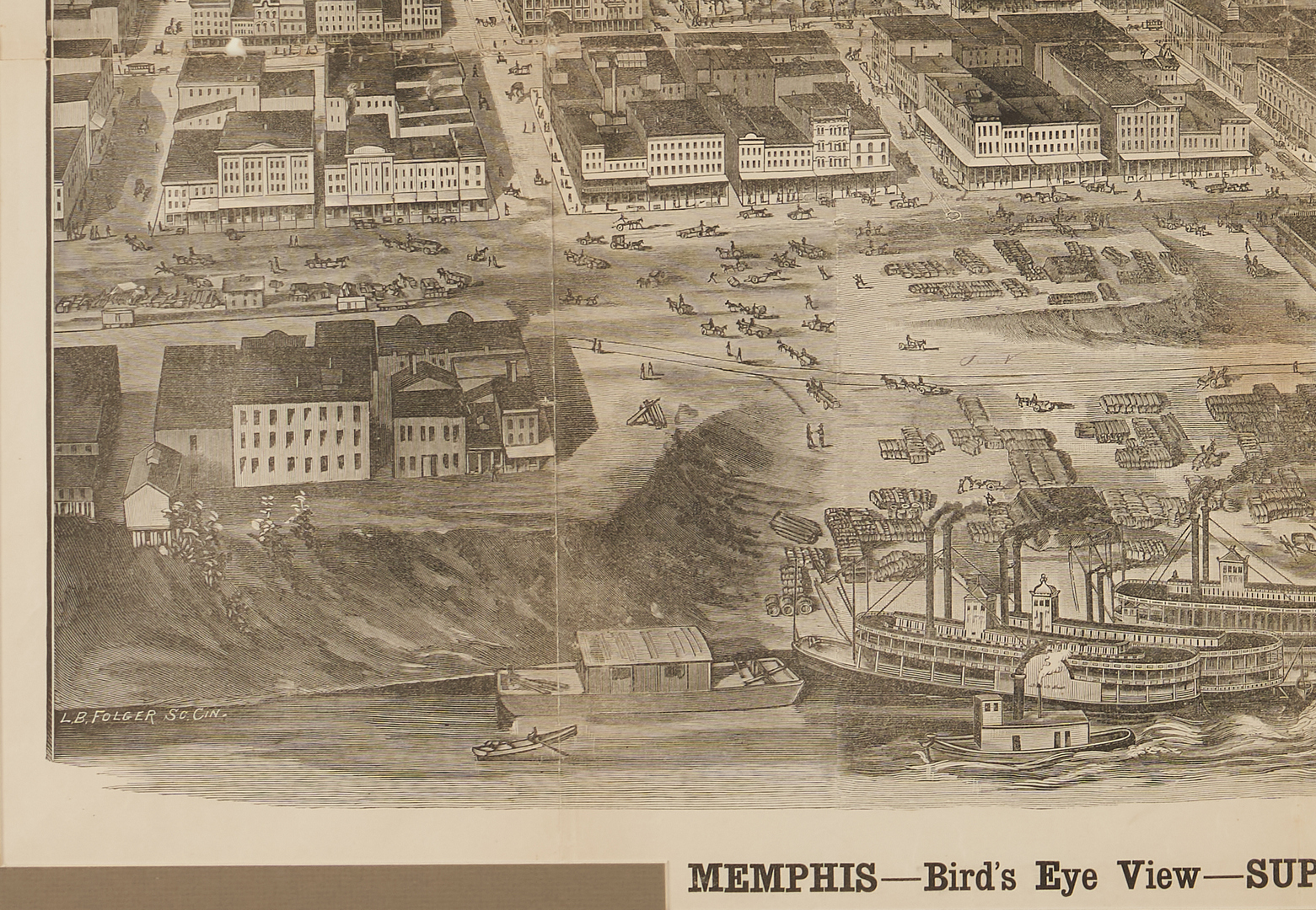 Lot 588: Bird's Eye View Map of Memphis TN