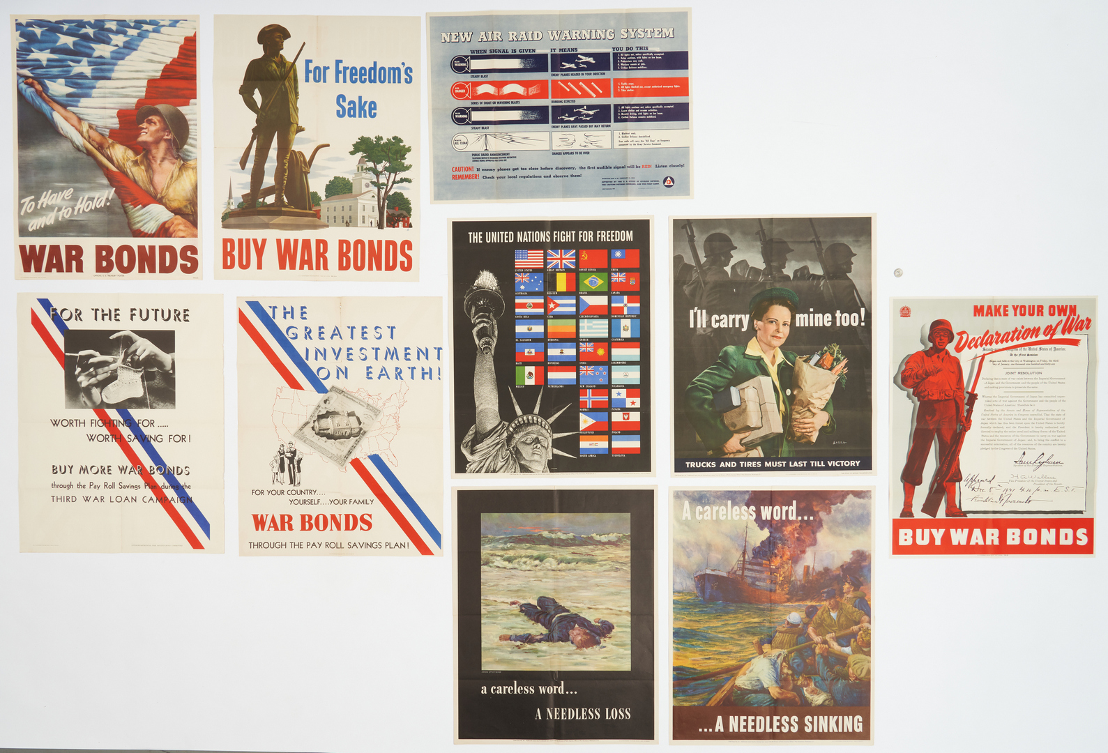 Lot 631: 12 WWII Propaganda posters inc John Atherton