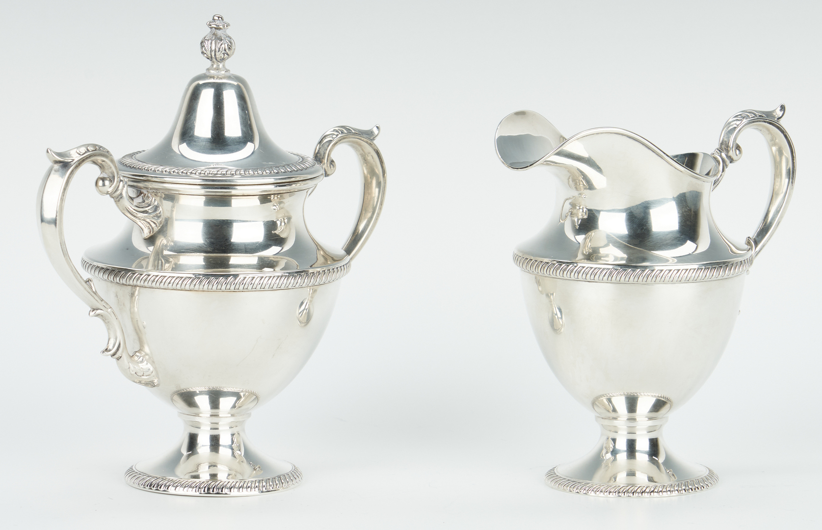 Lot 63: Fisher Sterling 4 pc. Tea Service, w/ plated tray