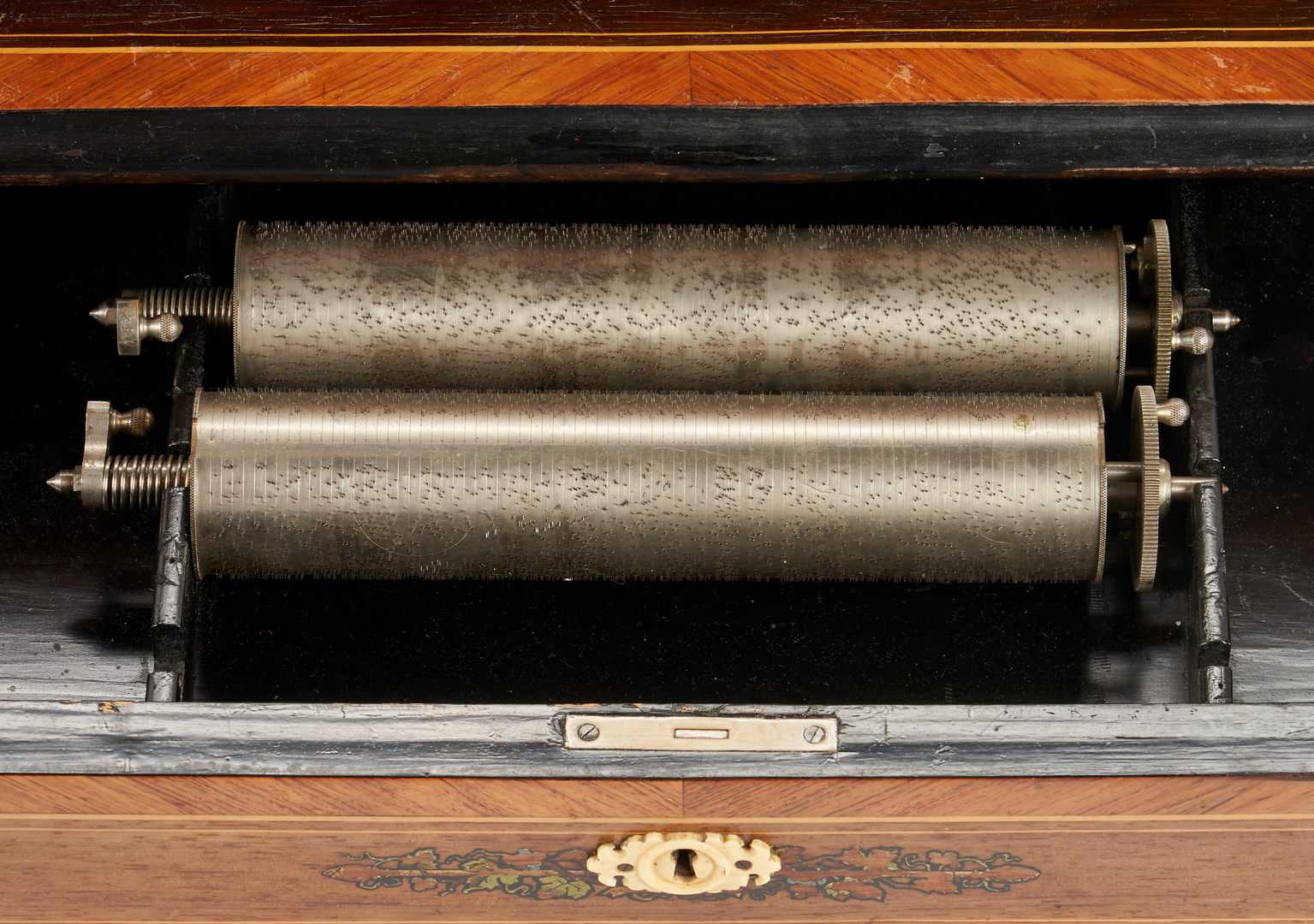 Lot 645: Swiss Marquetry Cylinder Music Box