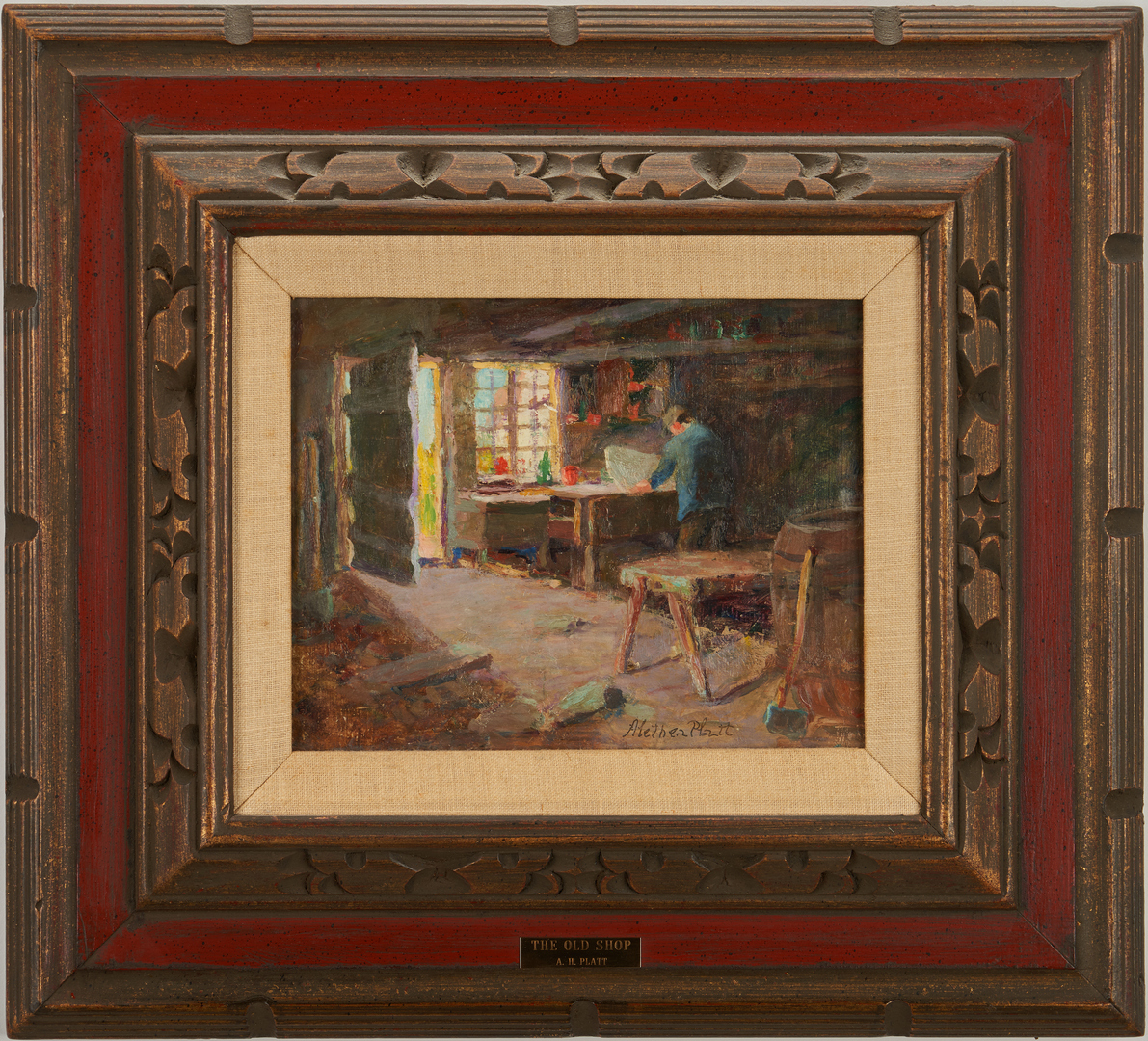 Lot 676: Alethea Platt Oil on Canvas Interior Scene