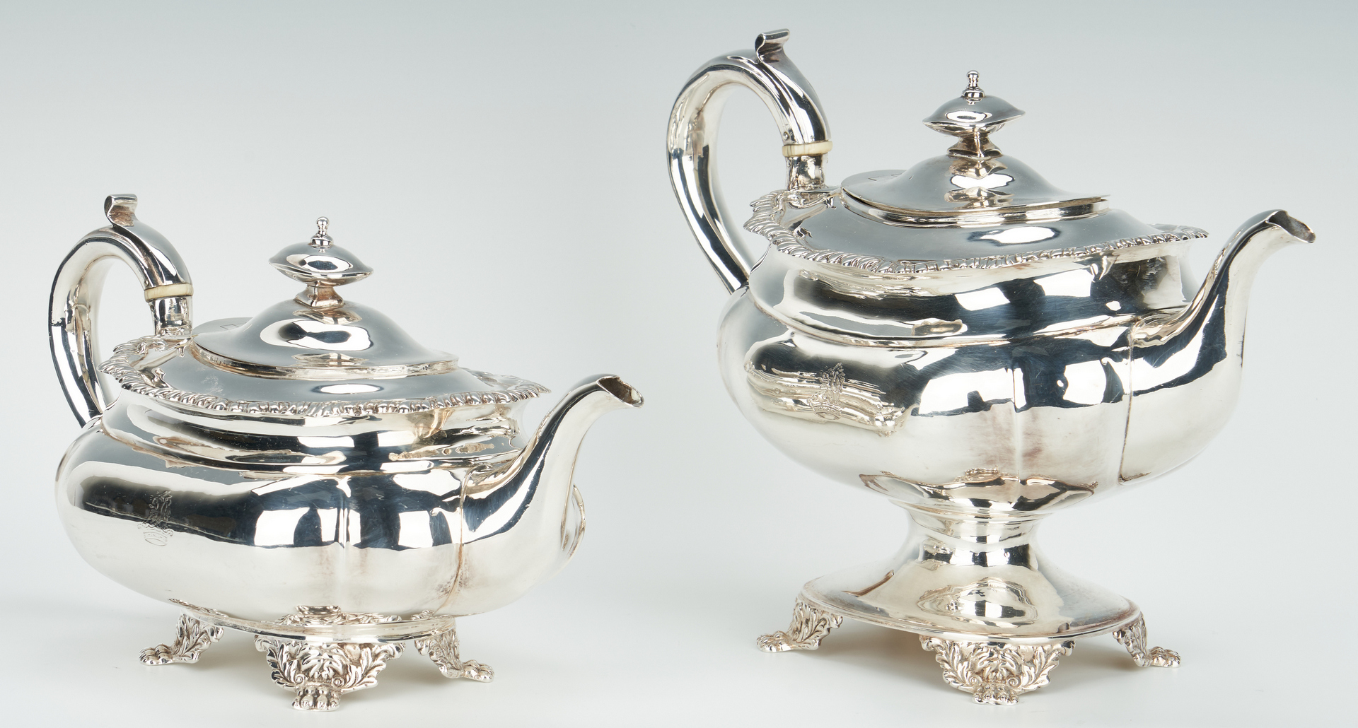 Lot 68: 4 Pc. English Sterling Tea Service + Old Sheffield Tray