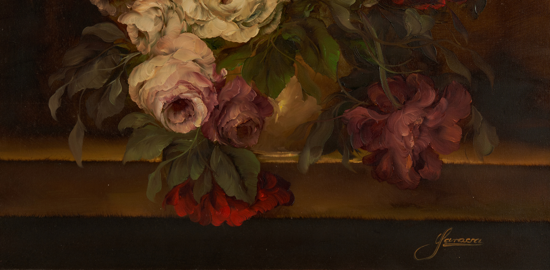 Lot 691: Large O/C Floral Still Life Painting, H. Garossa