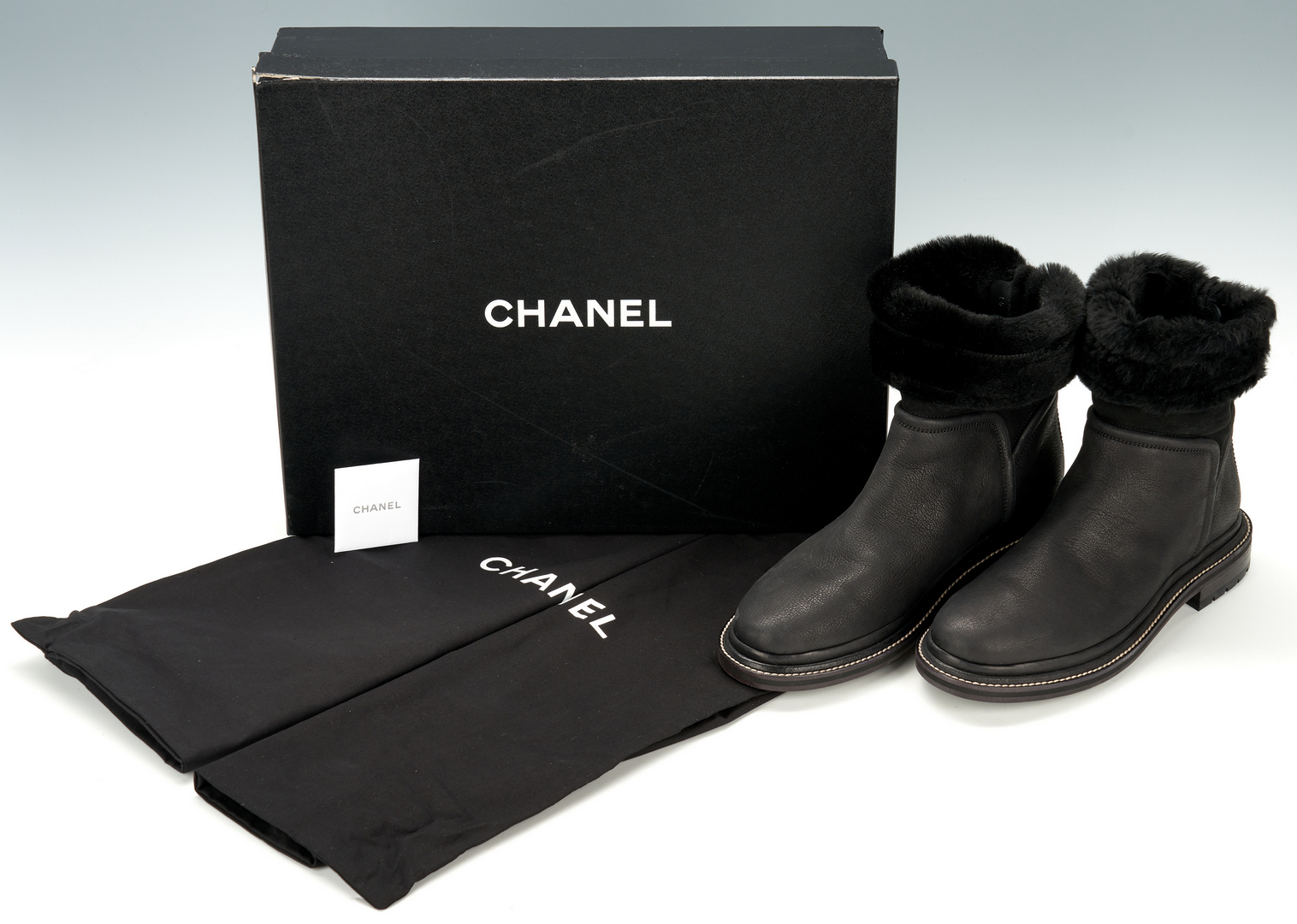 Lot 710: Ladies Chanel Black and Suede Mid-Calf Boots