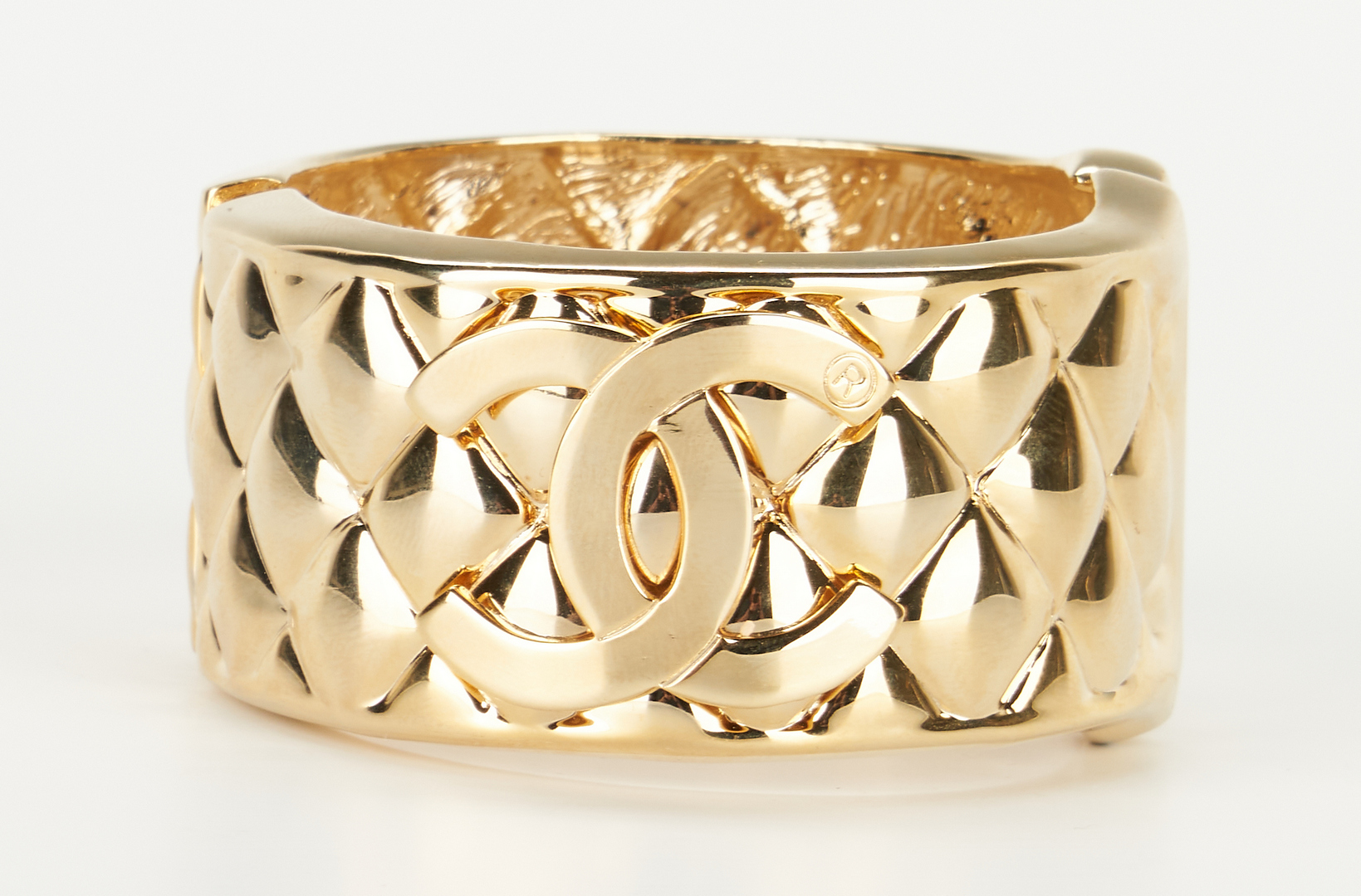 Lot 721: Vintage Chanel Quilted Logo Bangle Bracelet
