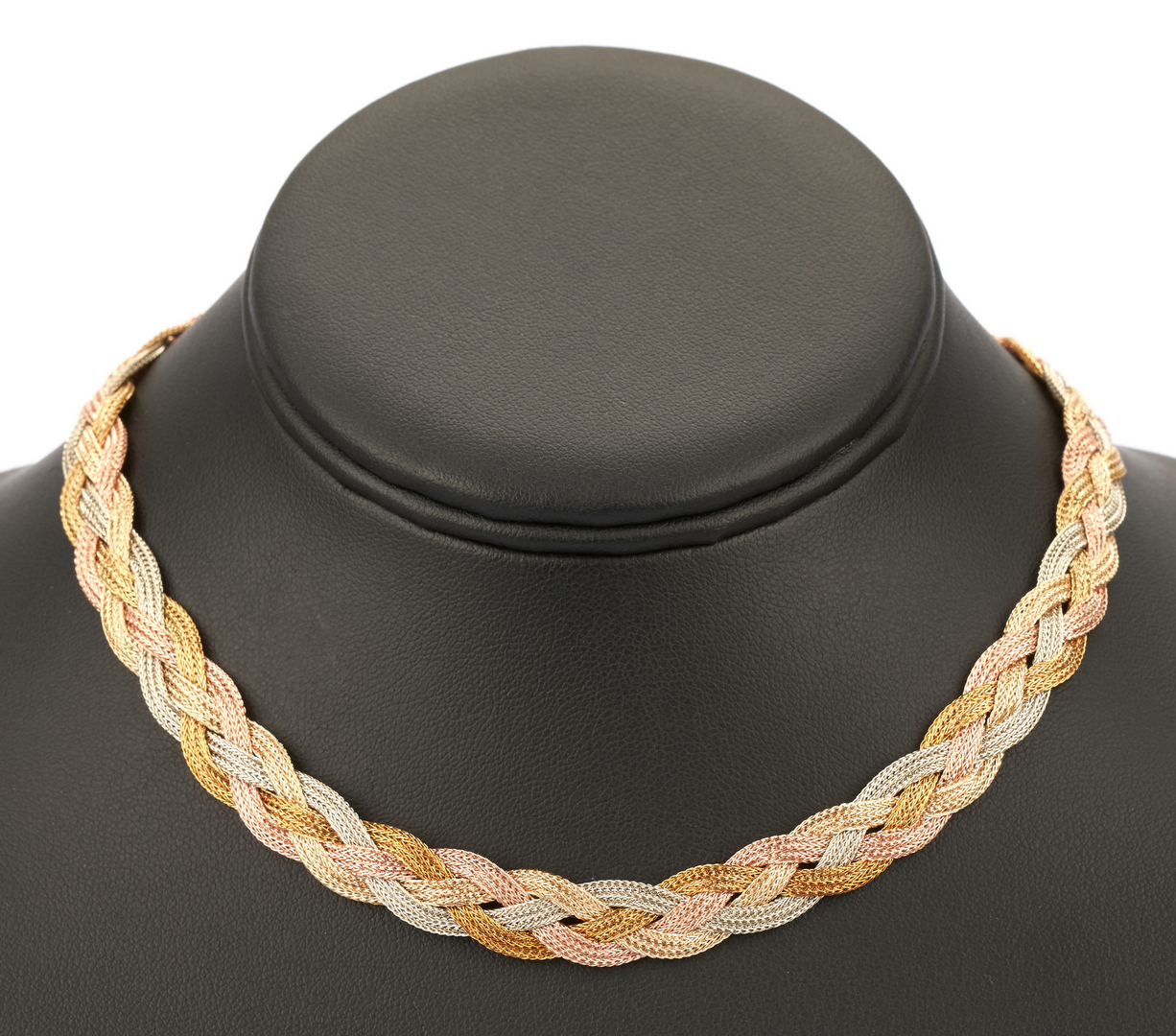 Lot 741: Ladies 14K Tri-Gold Braided Necklace