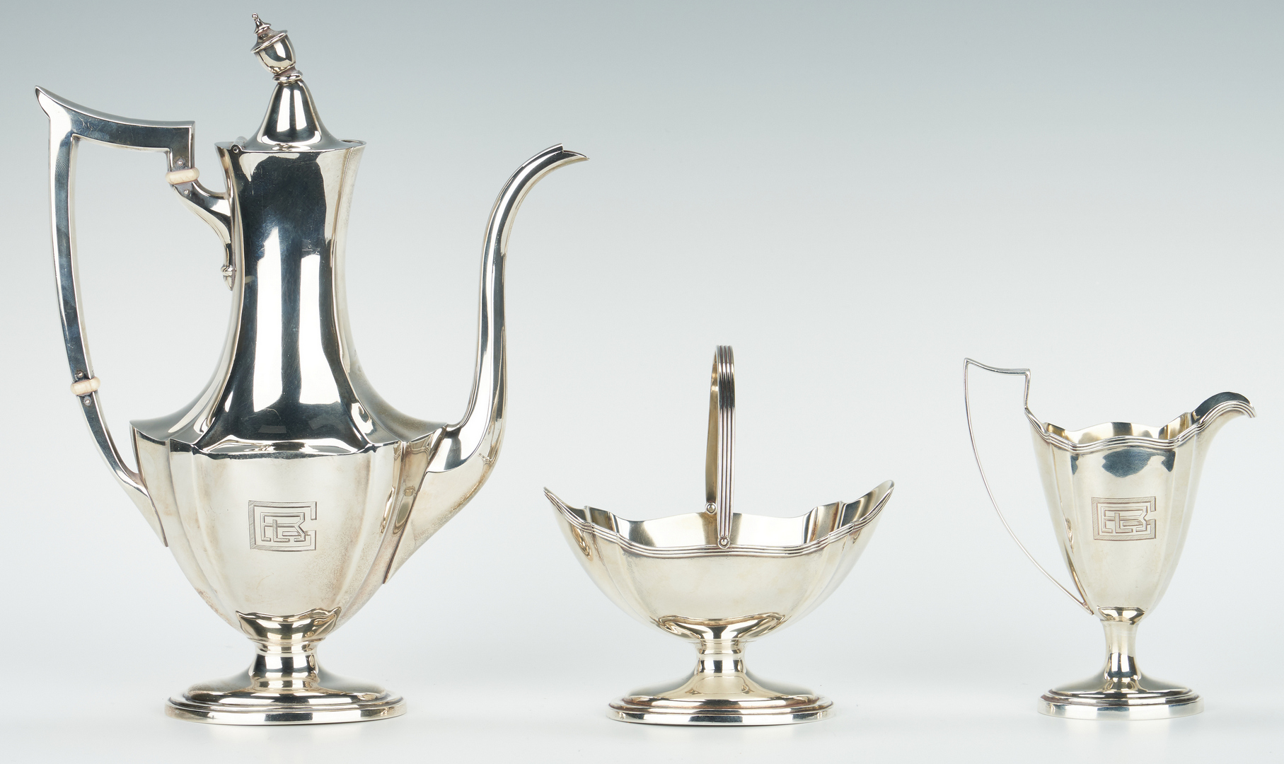 Lot 750: Sterling Bachelor's Tea Set with s/p tray