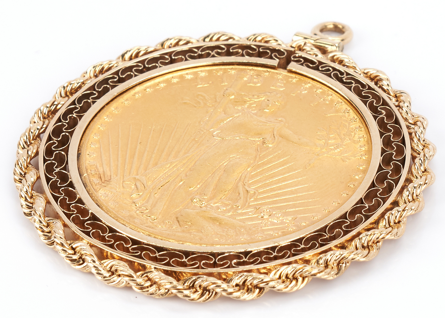 Lot 755: 1924 20 Dollar Saint Gaudens Gold Piece in 14K Bezel