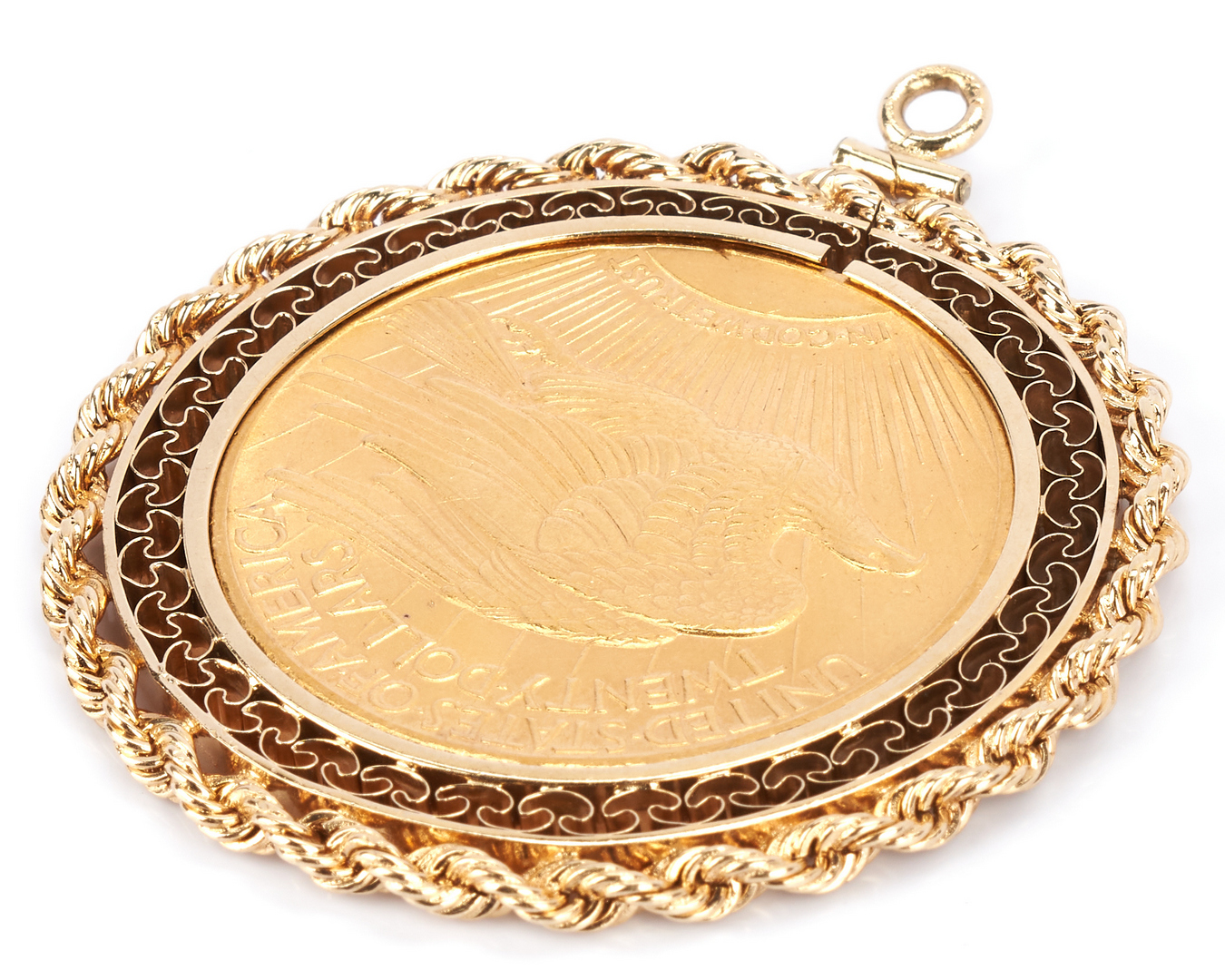 Lot 755: 1924 20 Dollar Saint Gaudens Gold Piece in 14K Bezel