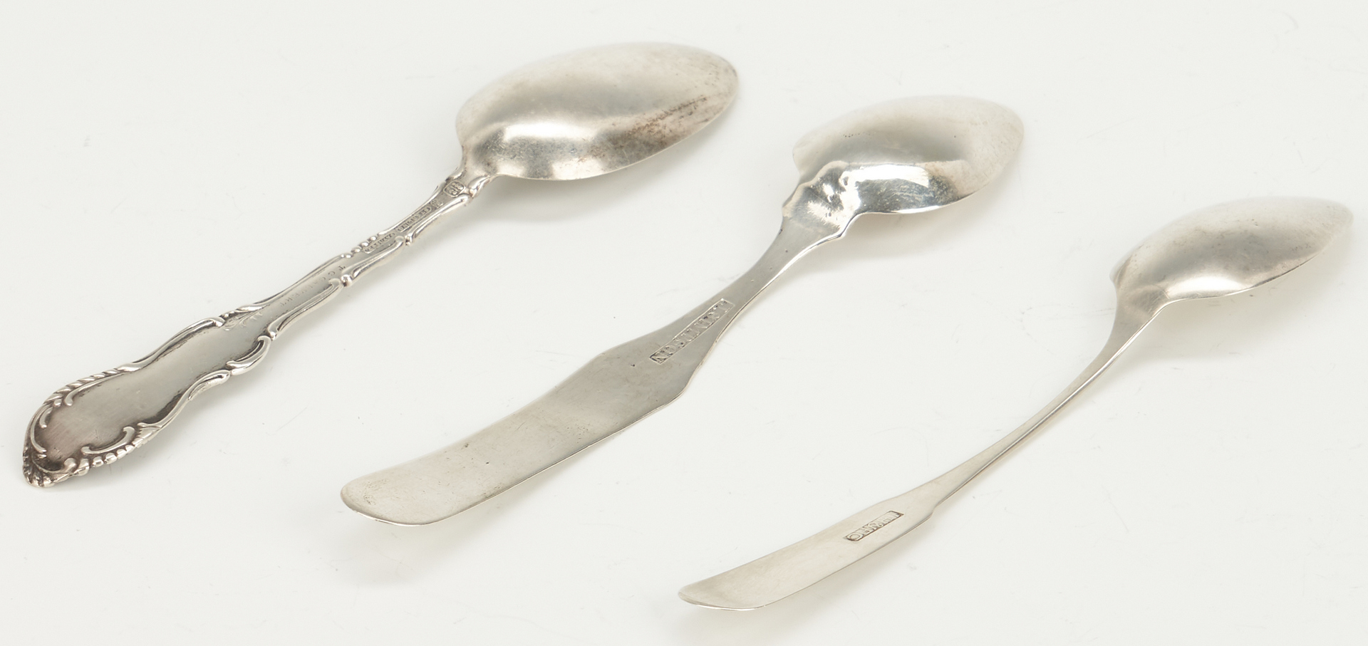 Lot 76: KY Hottenroth & Cachot Coin Silver Spoon plus 2 Bardstown spoons
