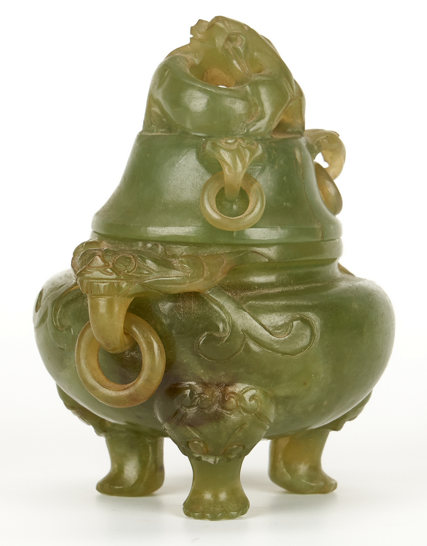 Lot 7: 2 Lidded Censers and Guanyin Figure