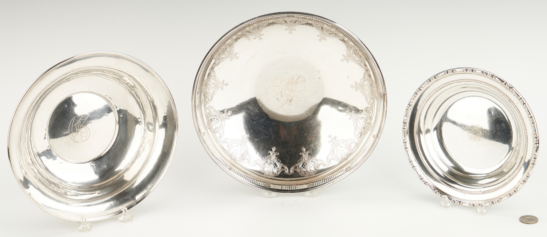 Lot 810: 3 Sterling Silver Bowls, incl. Towle footed