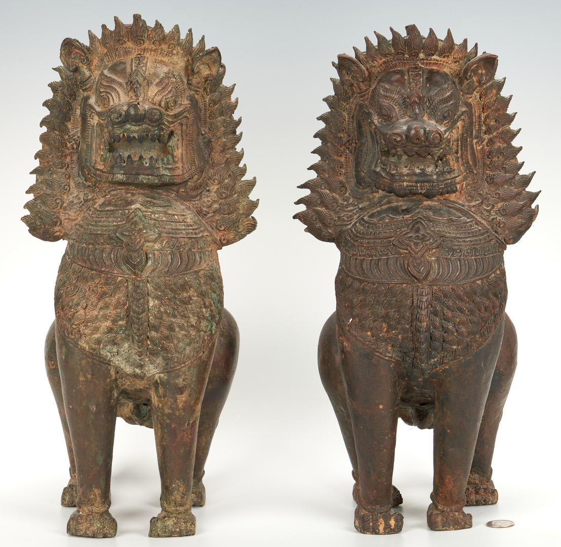 Lot 822: 4 Asian Bronzes incl. Temple Dogs & Buddha