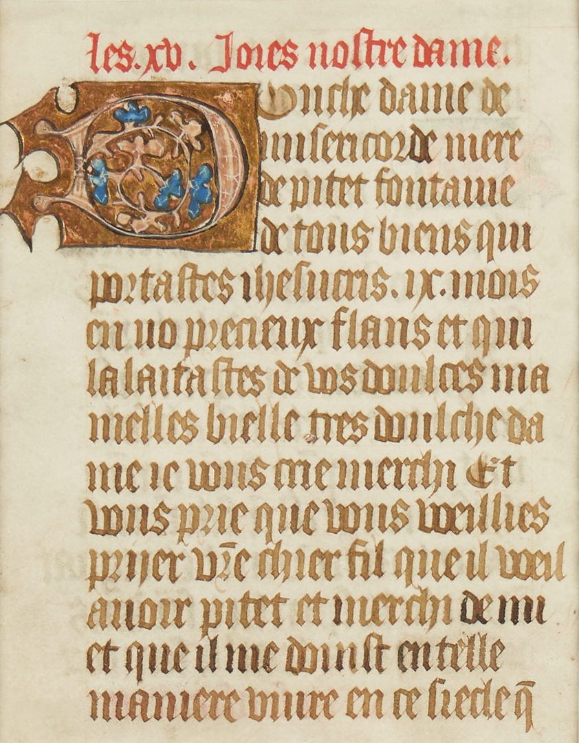 Lot 825: 3 Religious Artworks, incl. French Illuminated Manuscript