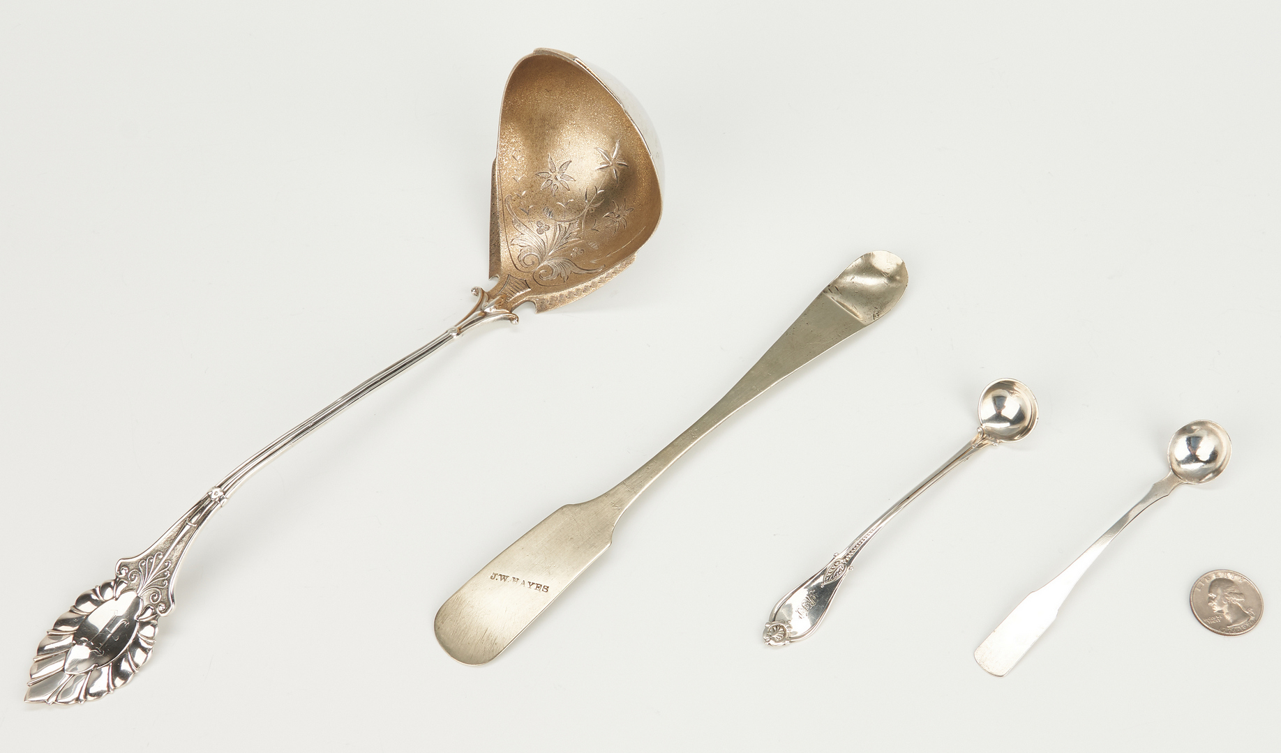 Lot 82: TN Coin Silver Ladles and Medicine Spoon, 4 pcs