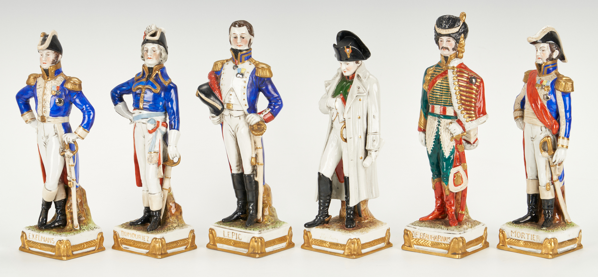 Lot 837: 6 Sitzendorf Porcelain Napoleonic Figures