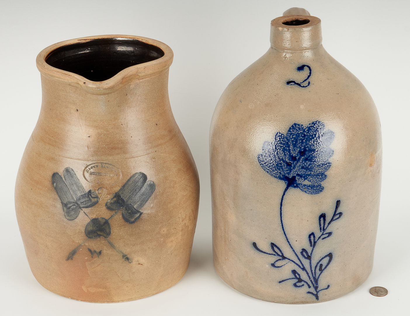 Lot 848: New York & New England Cobalt Decorated Pottery Items