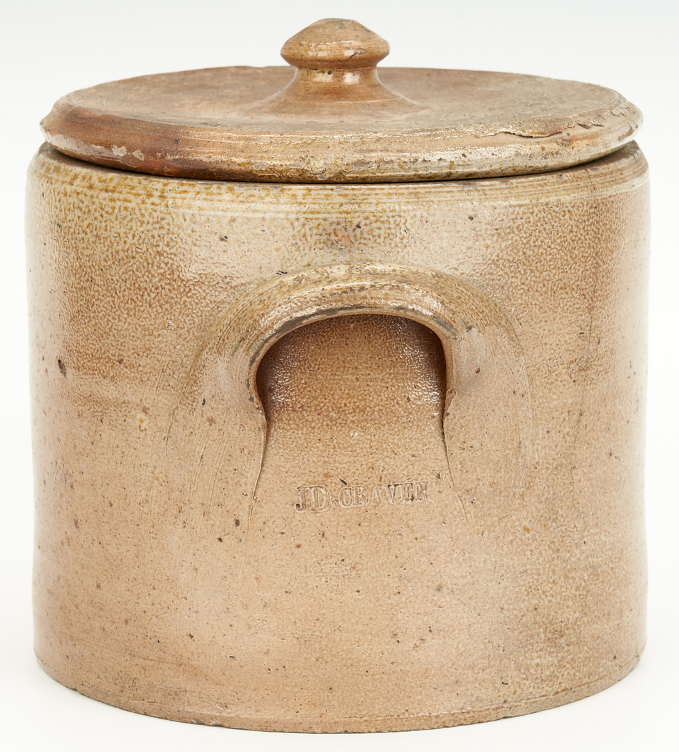 Lot 858: 2 NC Stoneware Pottery Jars, Craven & Crisco
