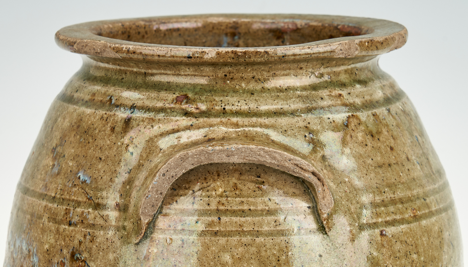 Lot 859: 3 NC Alkaline Glazed Pottery Jars
