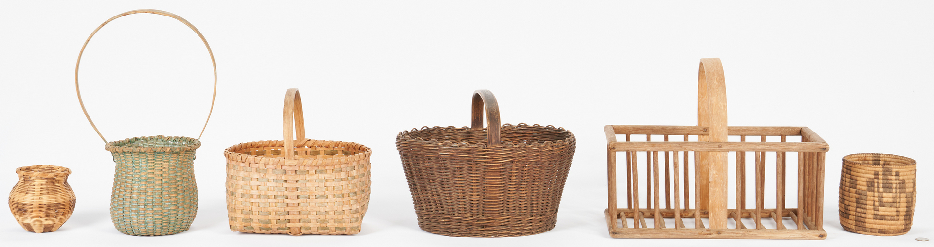 Lot 860: 6 Assorted Baskets, incl. Native American