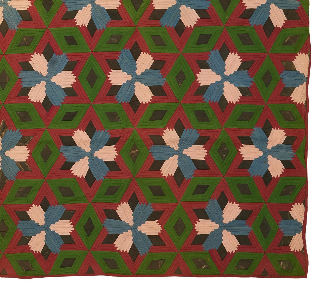 Lot 865: American Wool & Cotton Quilt, Pineapple variant