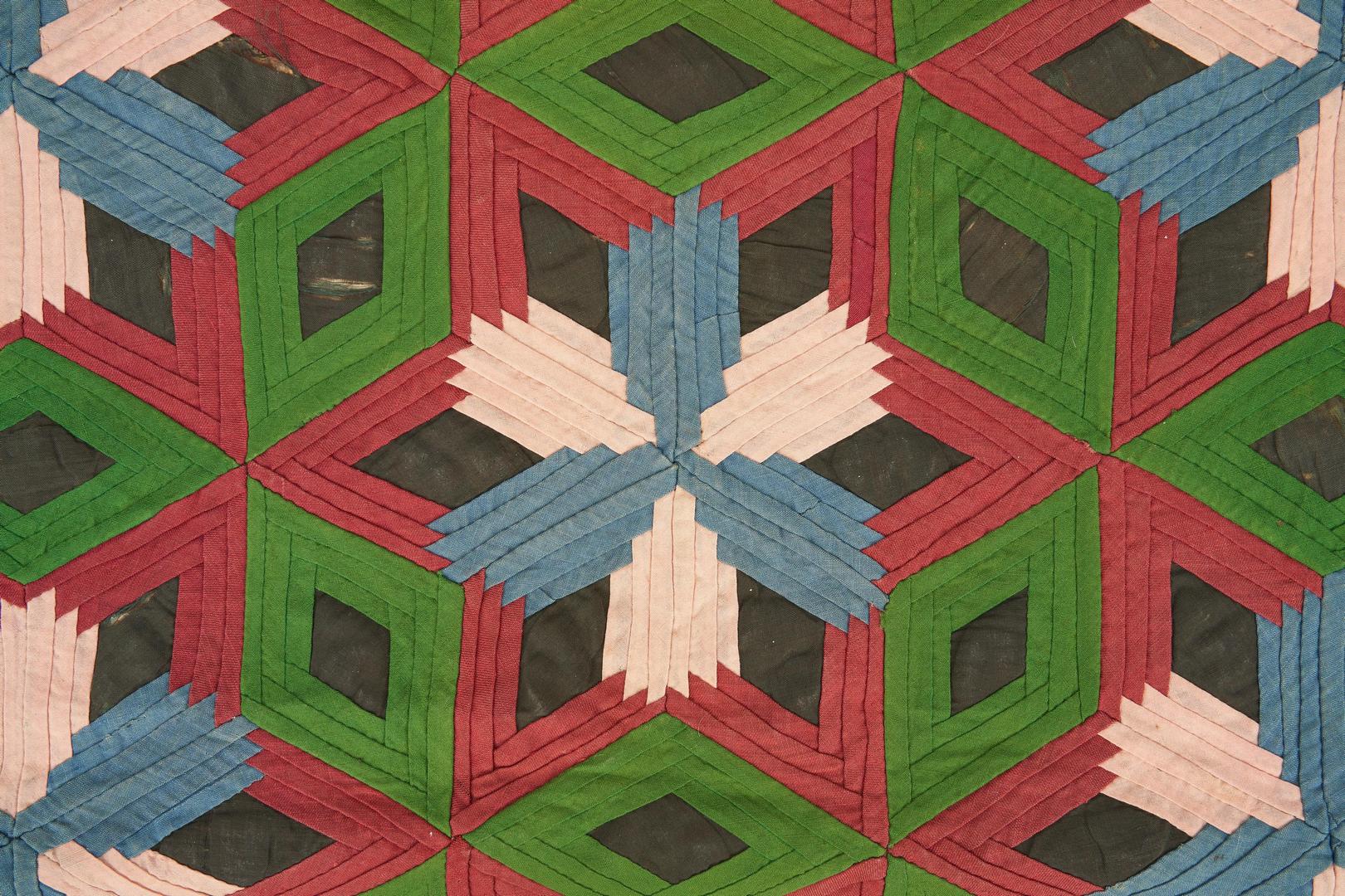 Lot 865: American Wool & Cotton Quilt, Pineapple variant