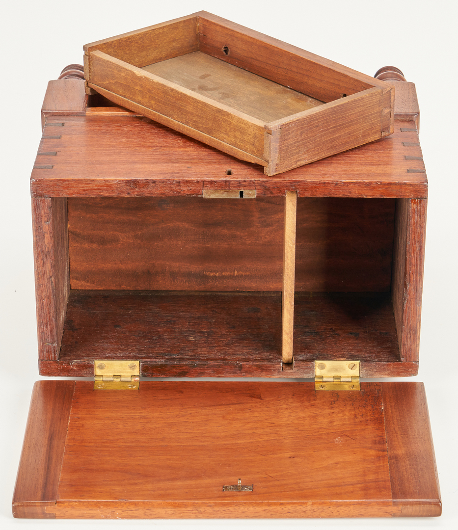 Lot 878: 3 Miniature wooden items incl. sugar chest and candlebox