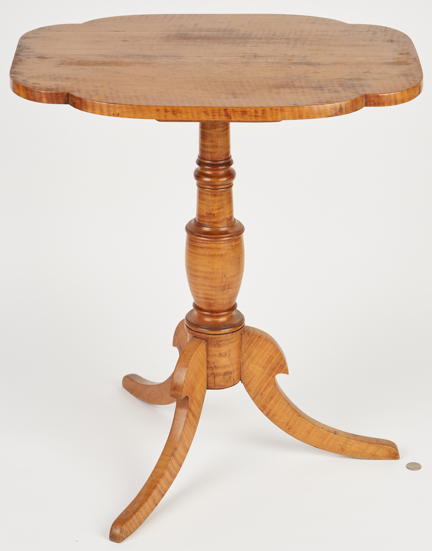 Lot 888: 2 Federal Tiger Maple Candlestands