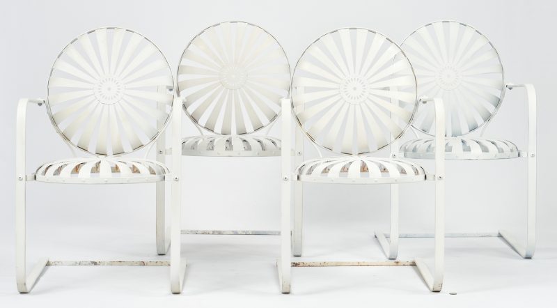 Lot 891: 4 Sunburst Patio Chairs, after Francois Carre
