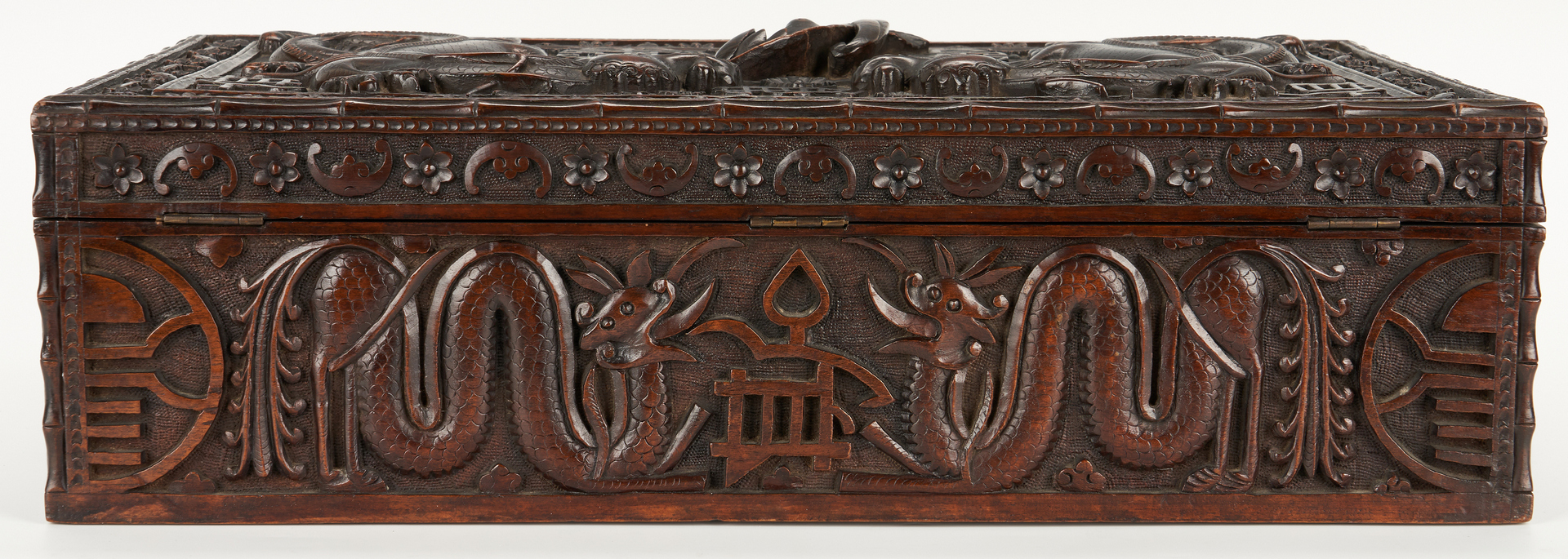 Lot 8: Chinese Carved Hardwood Dragon Box