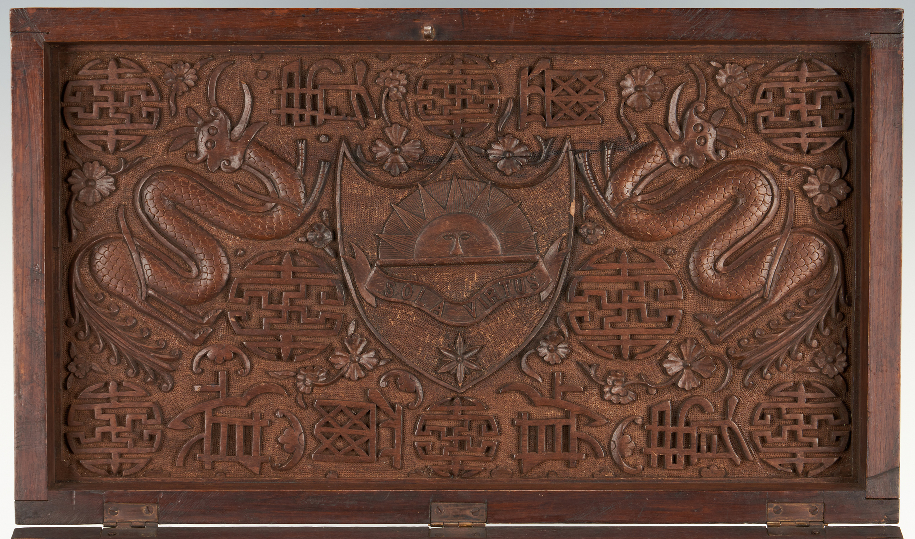 Lot 8: Chinese Carved Hardwood Dragon Box