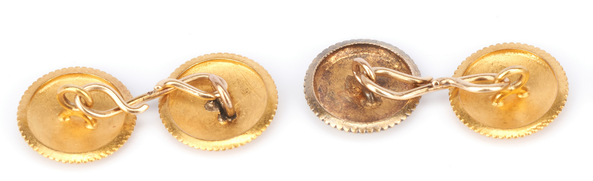 Lot 917: 3 Gold Cufflink Pairs, 10K and 14K