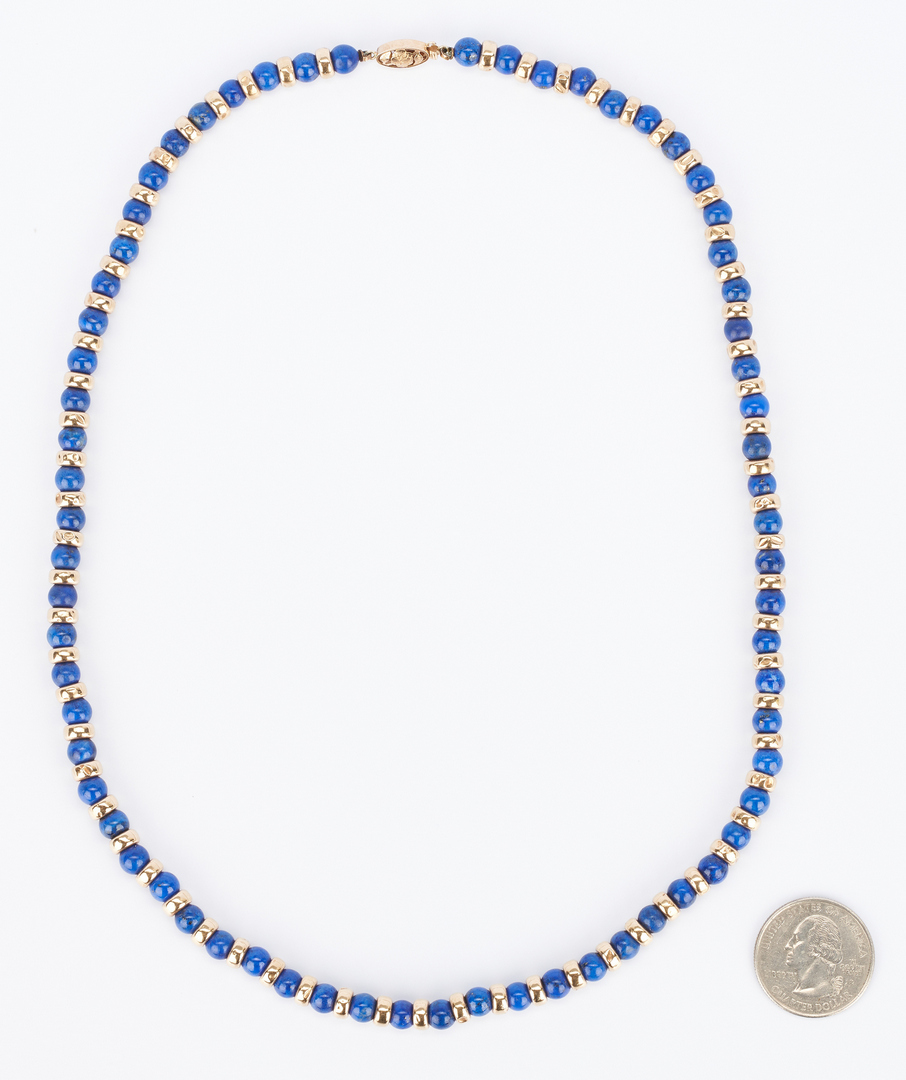Lot 919: 14K Gold and Lapis Necklace
