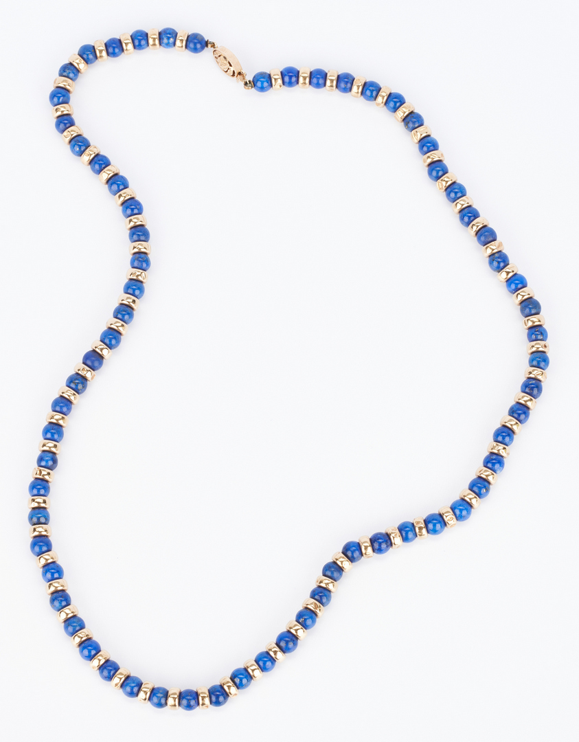 Lot 919: 14K Gold and Lapis Necklace