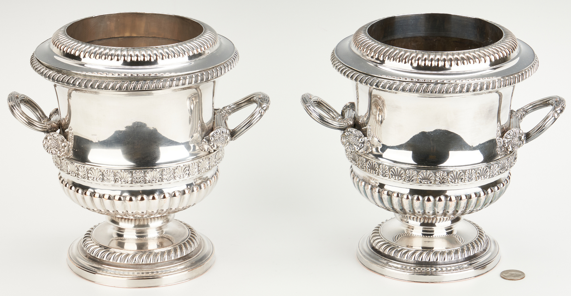 Lot 91: Pair Old Sheffield Wine Coolers