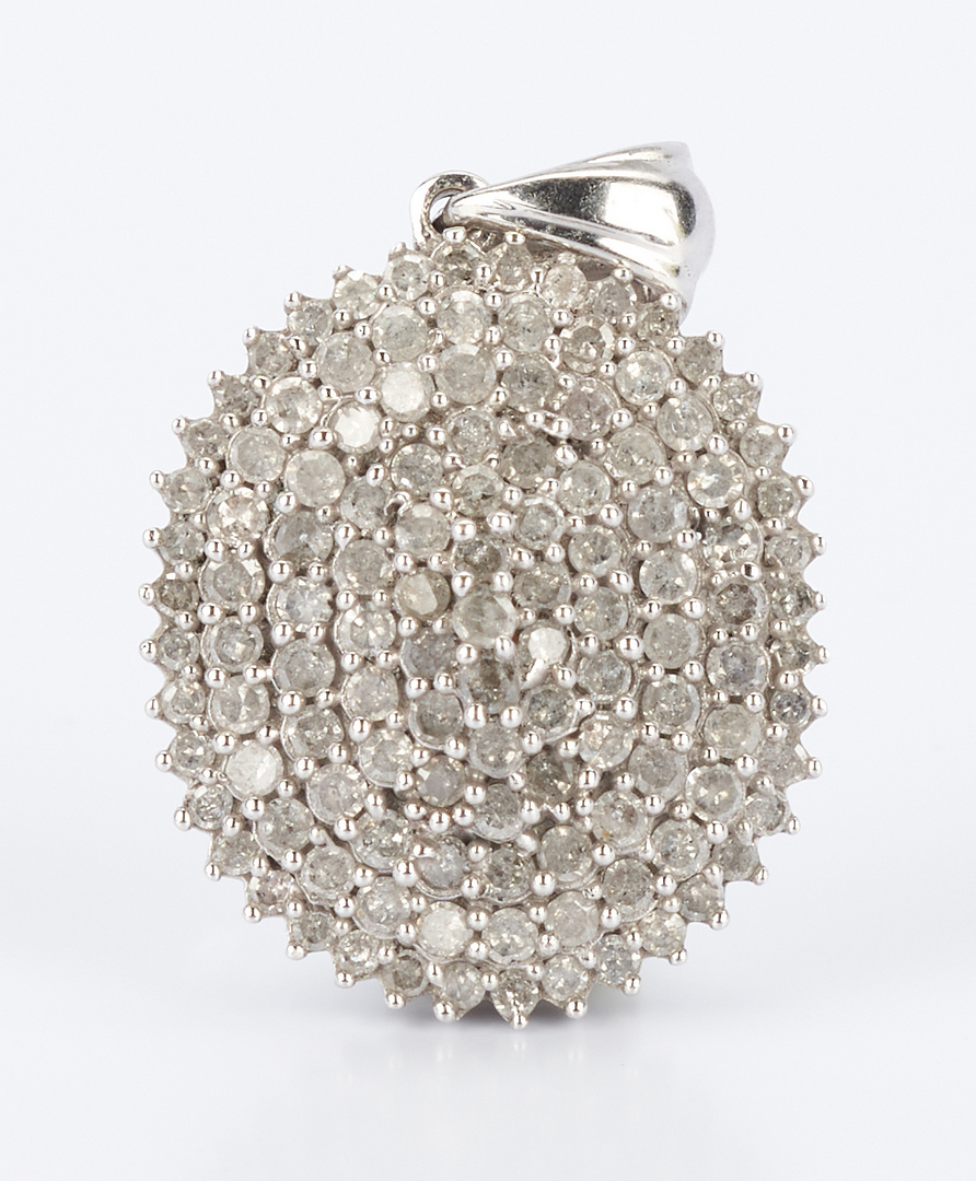 Lot 920: 14K Art Deco Style Diamond Earrings & Pave Diamond Pendant, 3 items
