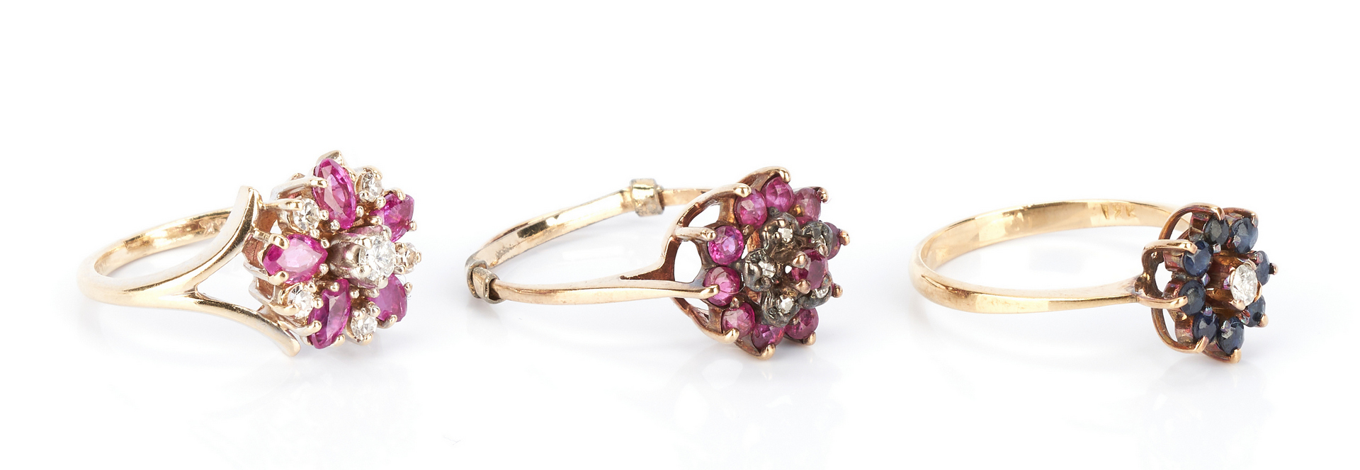 Lot 924: 5 Ladies 14K Ruby and Sapphire Rings