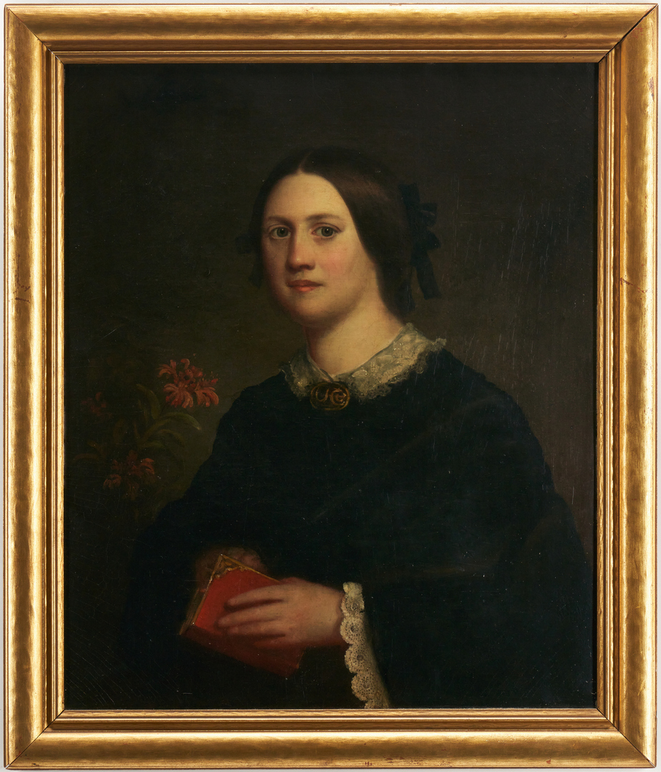 Lot 957: American Portrait of Lady w/ Red Book