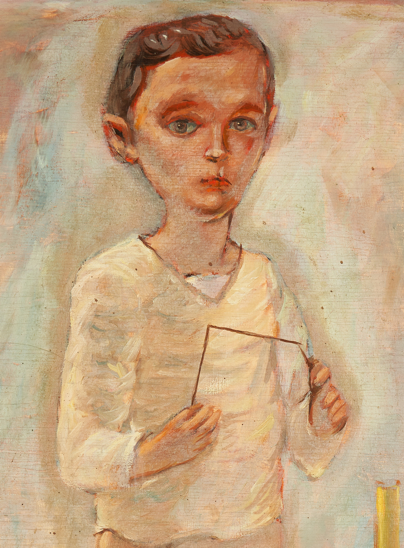 Lot 962: Signed European School Oil Painting of a Boy