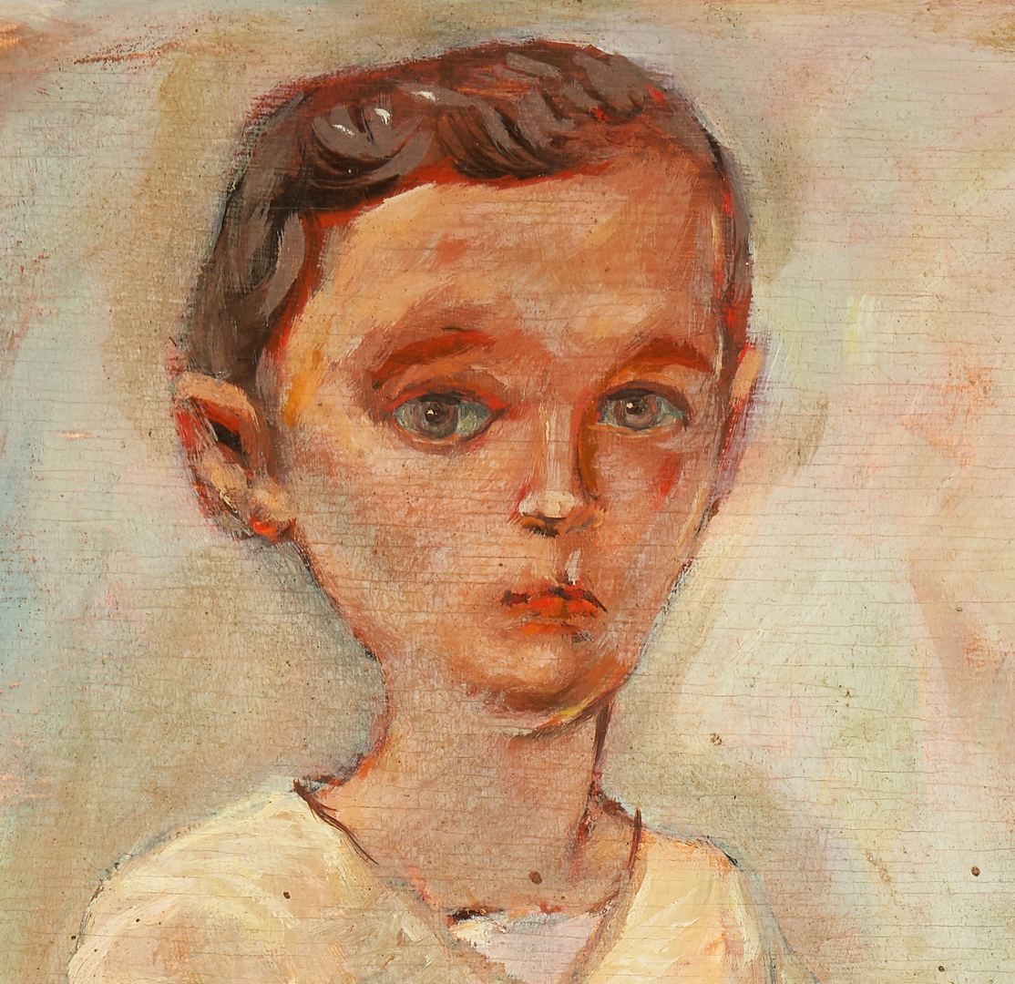 Lot 962: Signed European School Oil Painting of a Boy