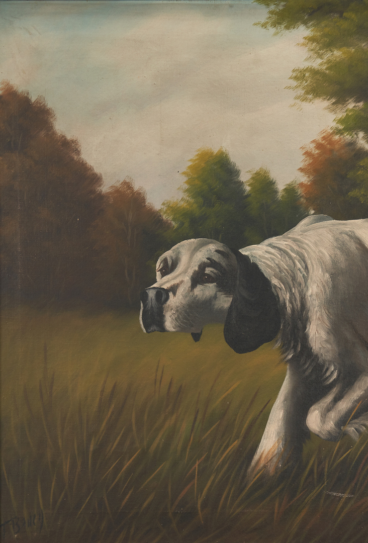 Lot 964: O/C of Hunting Dog, signed T. Bailey