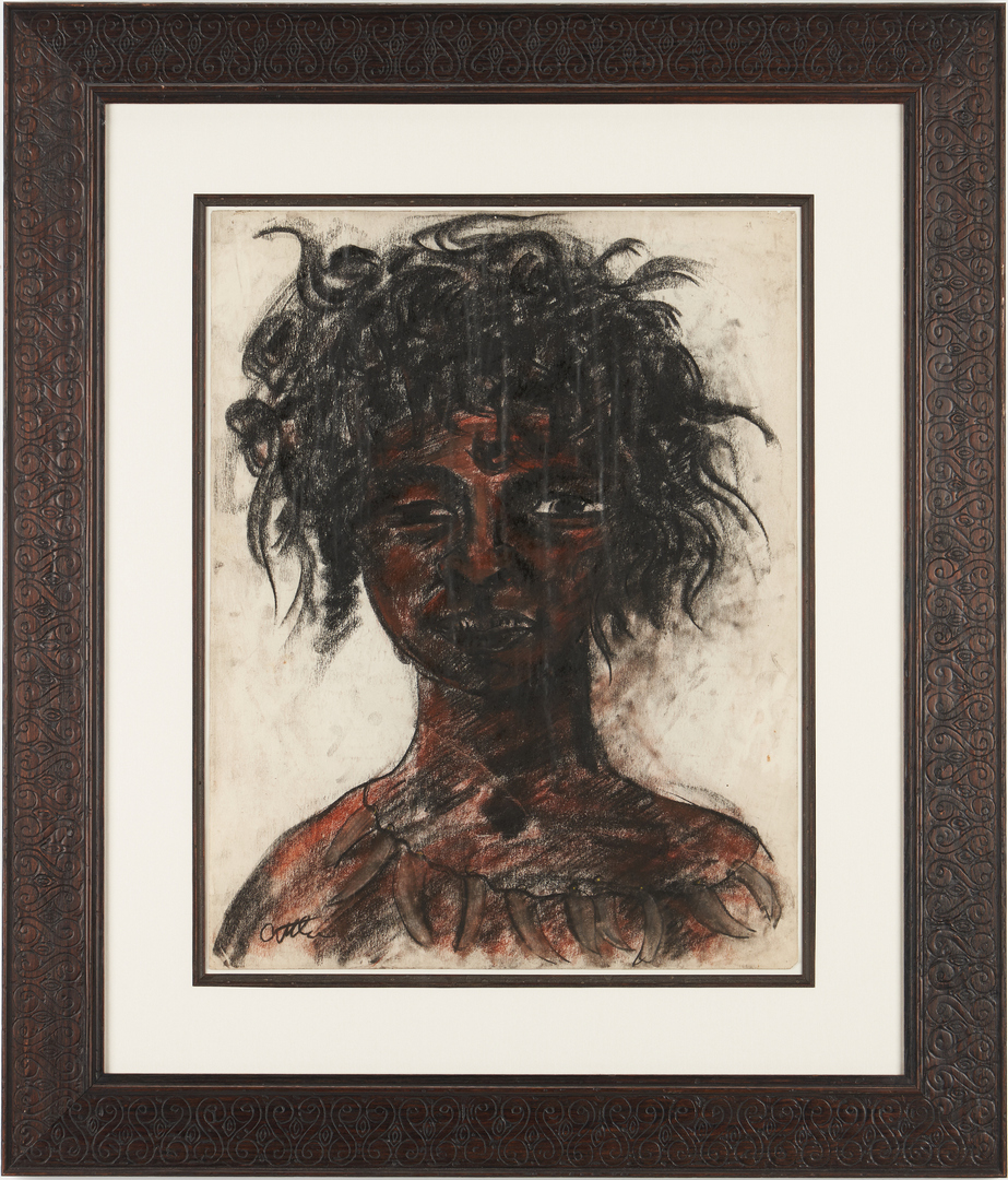 Lot 968: Attr. Charles Cutler, Portrait on Paper of an African American Girl